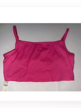 Bright Hot Pink Ribbed Crop Tank/Bralette